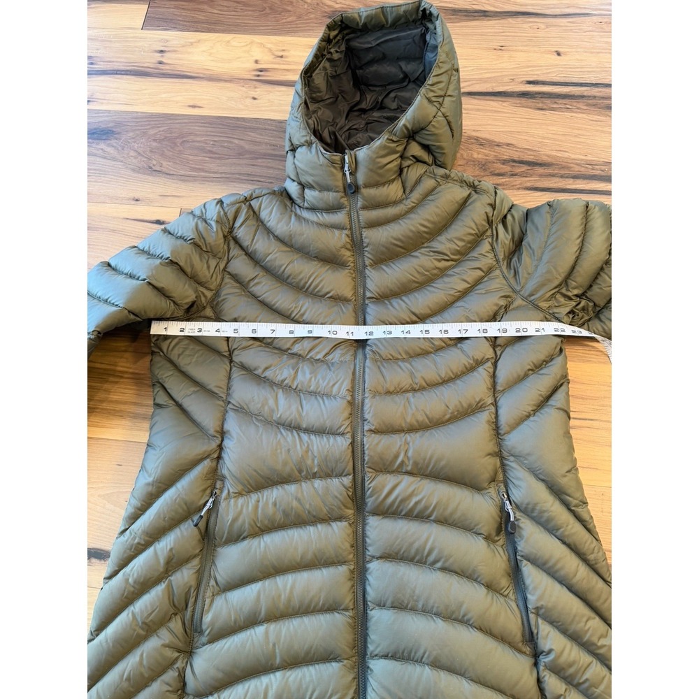 L.L.Bean 850 DownTek Hooded Puffer Coat Womens XL Long Olive Jacket - Picture 9 of 11